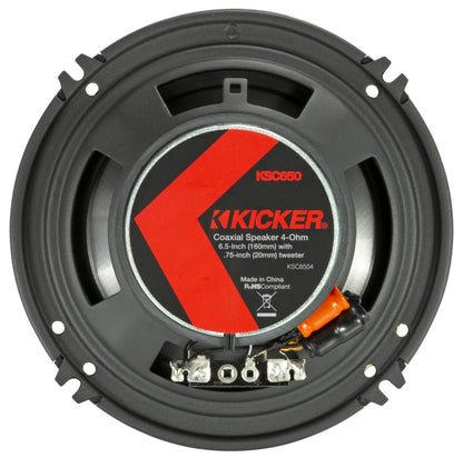 Kicker 51KSC6504 Coaxial Speaker System, 2-Way Design, Pair, 6.5", Pair