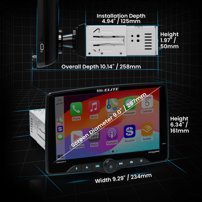 BOSS Elite BE9ACP.X SDIN Car Stereo, Wired Apple CarPlay, Android Auto SXM Ready