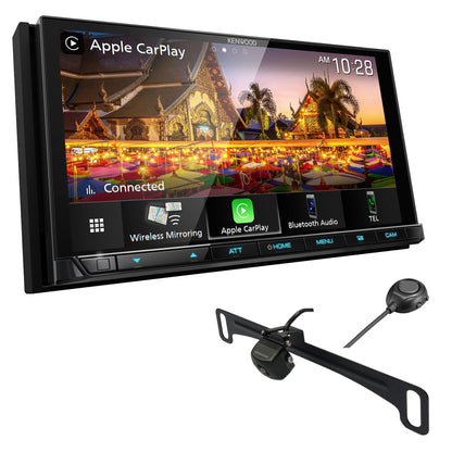Kenwood eXcelon DMX958XR 6.8″ Digital Multimedia Receiver with Wireless CarPlay, Android Auto, HD Radio + CMOS-320LP HD License Plate Camera