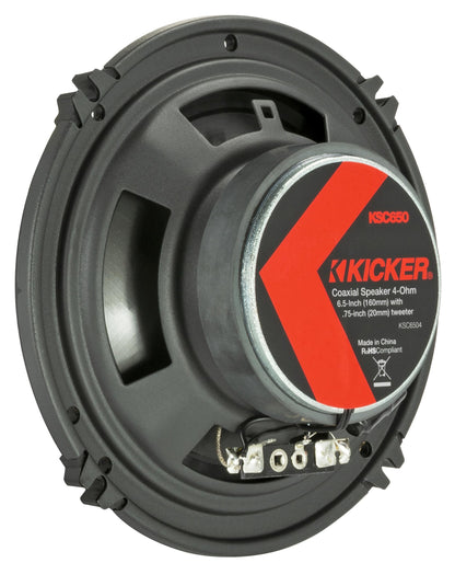 Kicker 51KSC6504 Coaxial Speaker System, 2-Way Design, Pair, 6.5", Pair