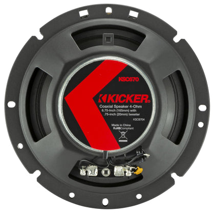 Kicker 51KSC6704 Coaxial Speaker System, 2-Way Design, Pair, 6.75", Pair