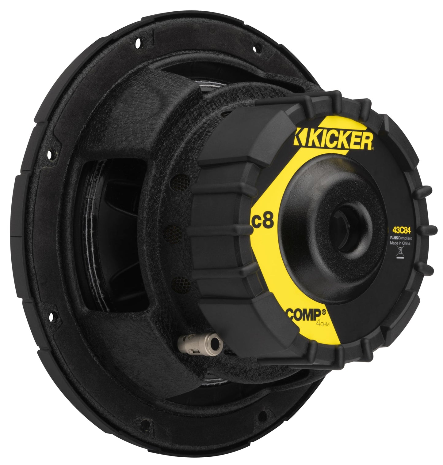 Kicker 43C84 Comp 8" Subwoofer, Single Voice Coil, 4-Ohm