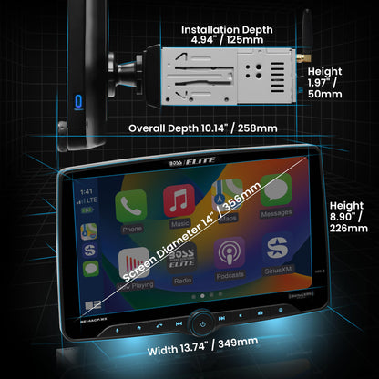 BOSS Elite BE14ACP.WX SDIN Car Stereo, Wireless Apple CarPlay, Android Auto