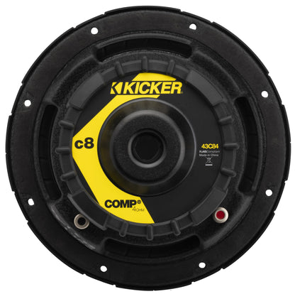 Kicker Comp 43C84 8" Subwoofer, single voice coil, 4Ω, 200W RMS
