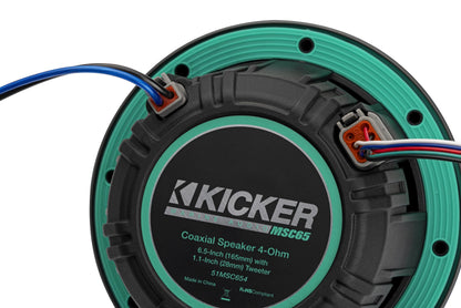 Kicker 51MSC654 - MSC 6.5-Inch Premium Marine 4-Ohm LED Coaxial System, Pair