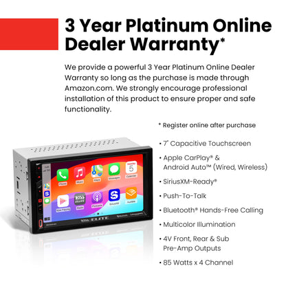 BOSS Elite BE7ACP.WX Wireless CarPlay/Android Auto 7" Double-DIN Receiver