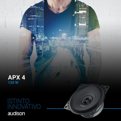 Audison APX 4 Prima Series 4" (100mm) 2-Way Coaxial Speakers (Pair)