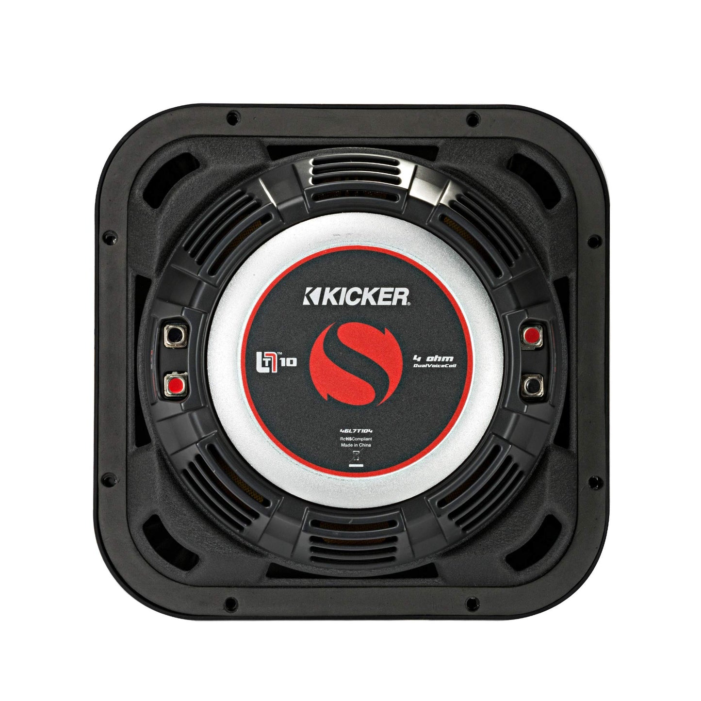 Kicker 46L7T104 L7T L7-Thin 10-Inch (25cm) Subwoofer, Dual Voice Coil, 4-Ohm