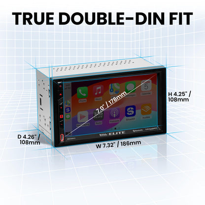 BOSS Elite BE7ACP.X DDIN Car Stereo, Wired Apple CarPlay, Android Auto SXM Ready