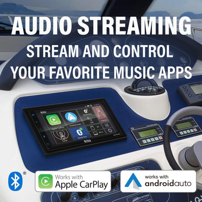 BOSS MRCP9685A Marine CarPlay Android Auto 6.75" Receiver w/ Bluetooth & Camera Input