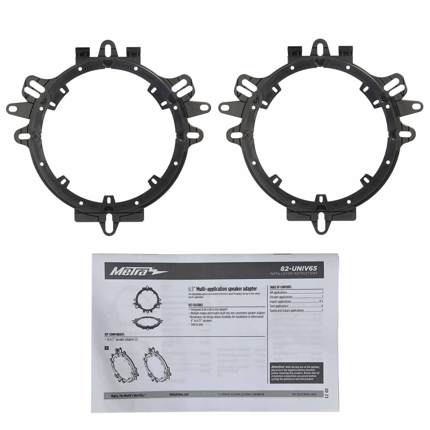 Metra 82-UNIV65 Universal 6/6.75 Speaker Adapter Plates Pair