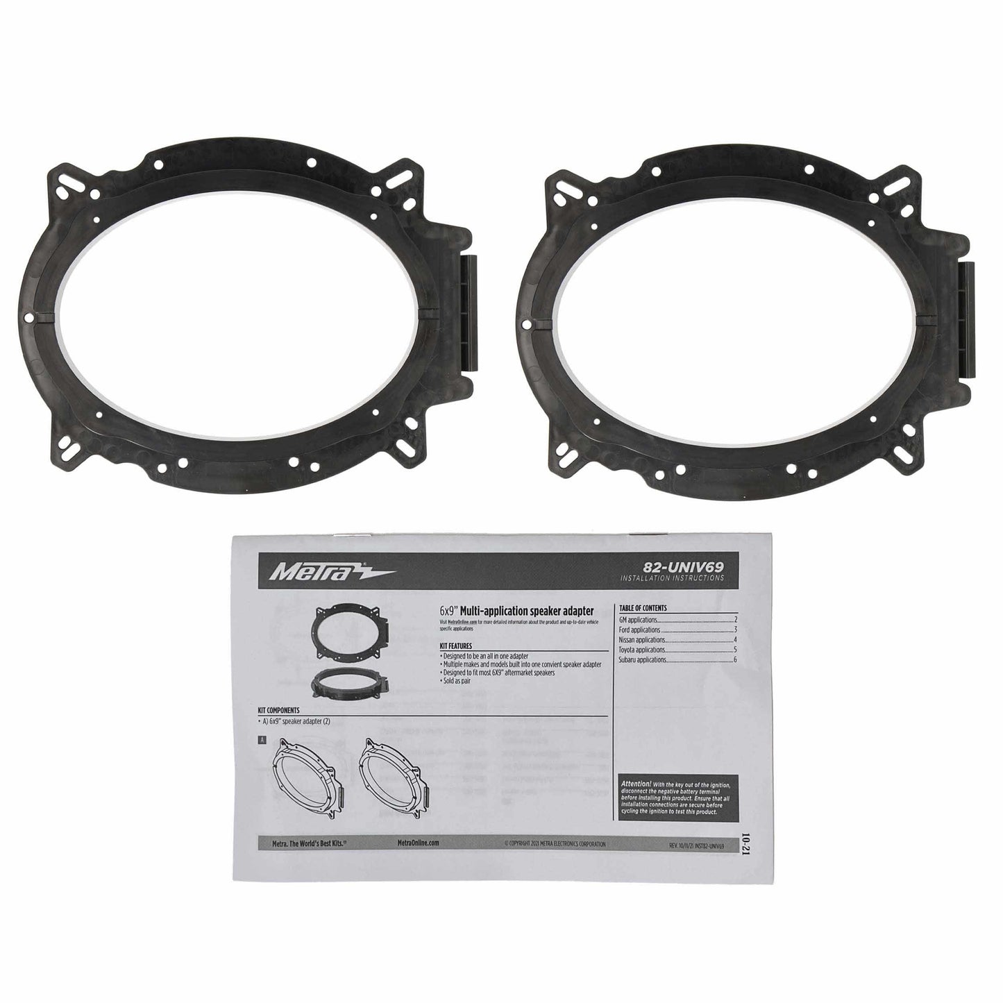 Metra 82-UNIV69 Universal 6x9 Speaker Adapter Plates Pair