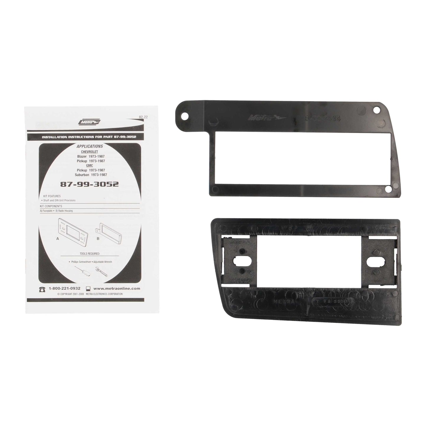 Metra 87-99-3052 DIN Conversion Kit for Chevy GMC Trucks SUVs