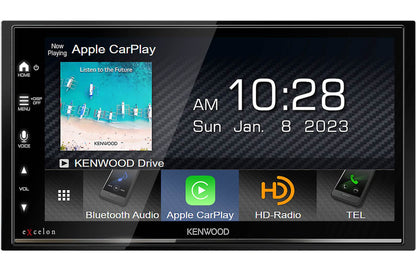 Kenwood eXcelon DMX809S 6.75″ Digital Multimedia Receiver with Wireless CarPlay, Android Auto, HD Radio + CMOS-320LP Low-Profile Backup Camera