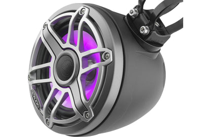 JL Audio M6-650VEX-Mb-S-GmTi-i 6.5-inch Lighted Tower Coaxial Speakers, Titanium Sport Grilles 93411