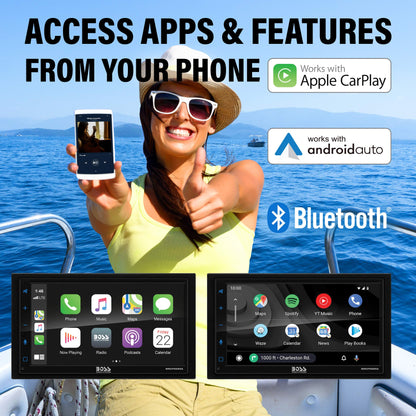 BOSS MRCP9685A Marine CarPlay Android Auto 6.75" Receiver w/ Bluetooth & Camera Input