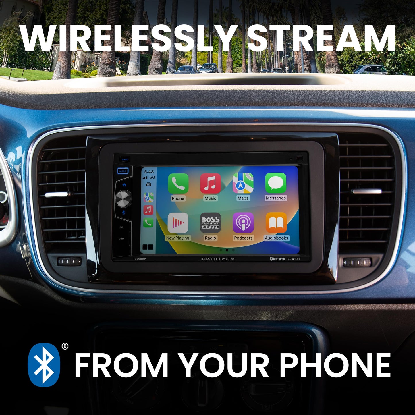 BOSS Audio BE62CP-C Car Stereo AM FM Bluetooth Apple CarPlay Car Stereo + Camera