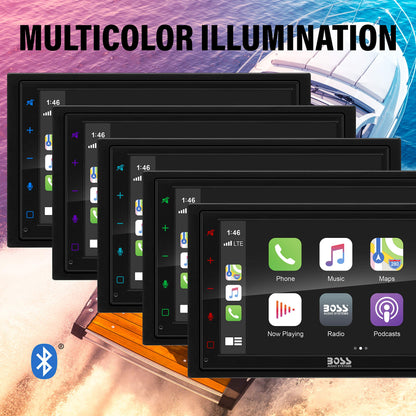 BOSS MRCP9685A Marine CarPlay Android Auto 6.75" Receiver w/ Bluetooth & Camera Input