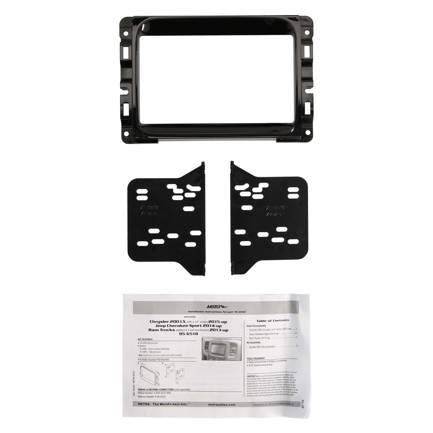 Metra 95-6518HG Double-DIN Dash Kit for Chrysler Jeep Ram 2013-2024 High Gloss Black