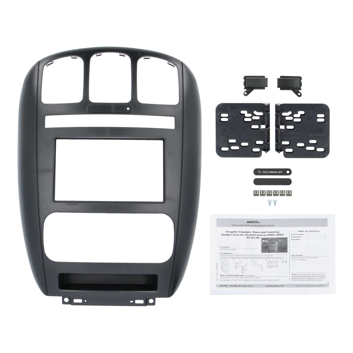 Metra 95-6539 Double-DIN Dash Panel Kit for Chrysler Town & Country / Dodge Caravan 2001-2007