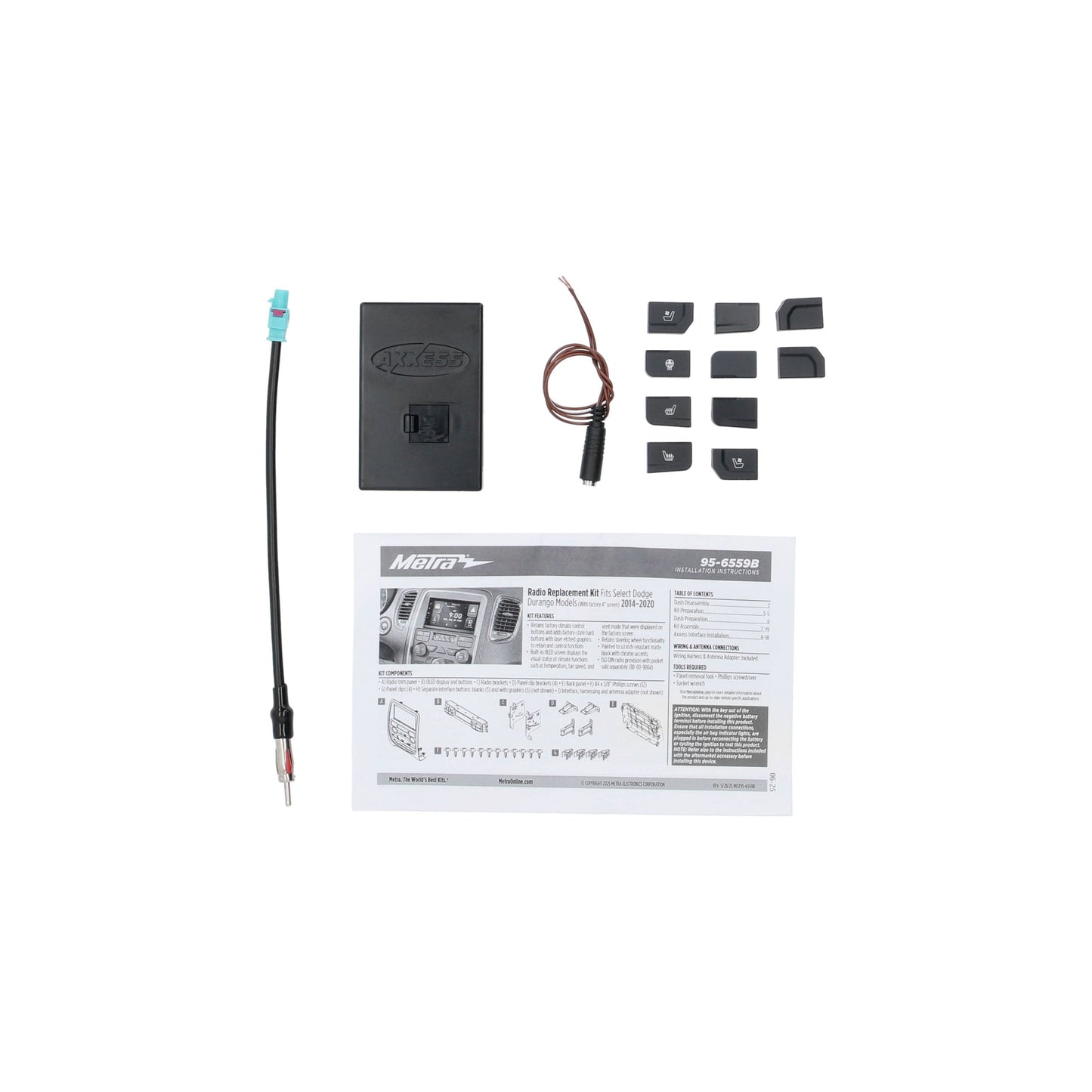 Metra 95-6559B TurboTactile Double-DIN Dash Kit for Dodge Durango 2014-2020 with factory 4-inch screen
