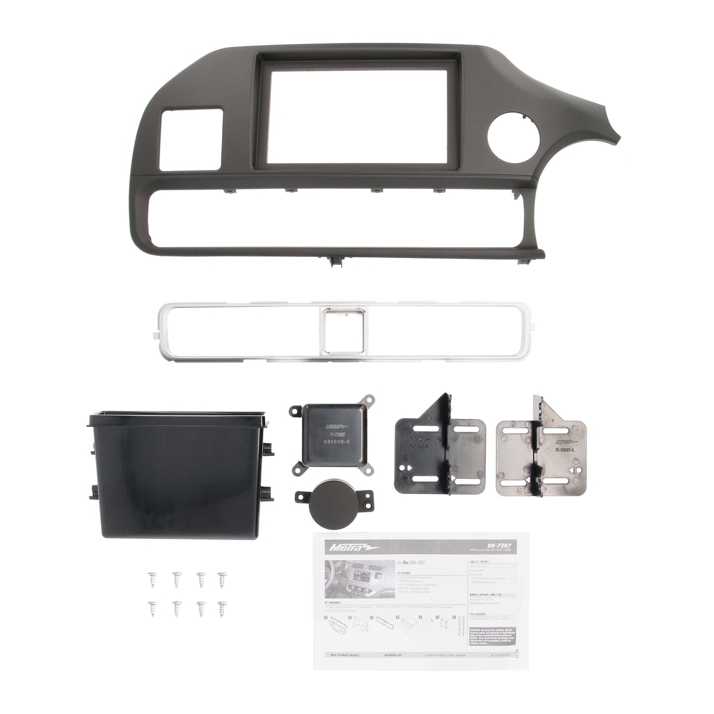 Metra 99-7367B Single/Double-DIN Dash Kit for Kia Rio 2016-2017 Matte Black With Push-to-Start