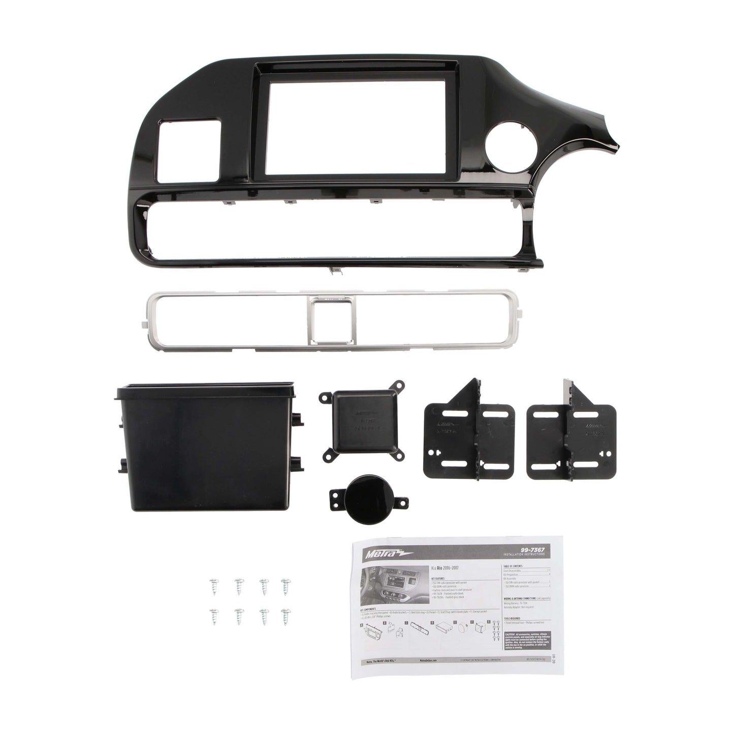 Metra 99-7367HG Single/Double-DIN Dash Kit for Kia Rio 2016-2017 Gloss Black With Push-to-Start