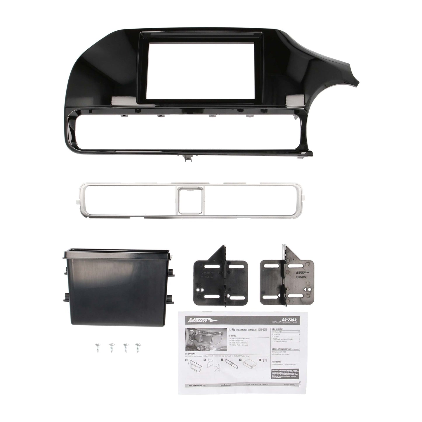 Metra 99-7368HG Single/Double-DIN Dash Kit for Kia Rio 2016-2017 Gloss Black Without Push-to-Start