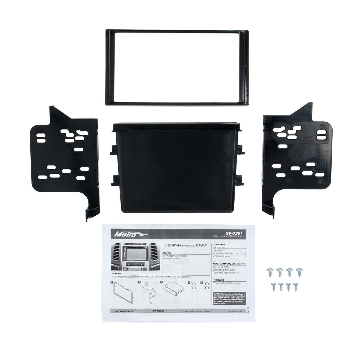 Metra 99-7381 Single or Double-DIN Dash Kit for Hyundai Santa Fe with NAV