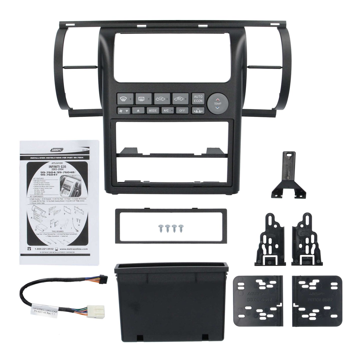 Metra 99-7604B Single/Double-DIN Climate Panel Dash Kit for 2003-2004 INFINITI G35