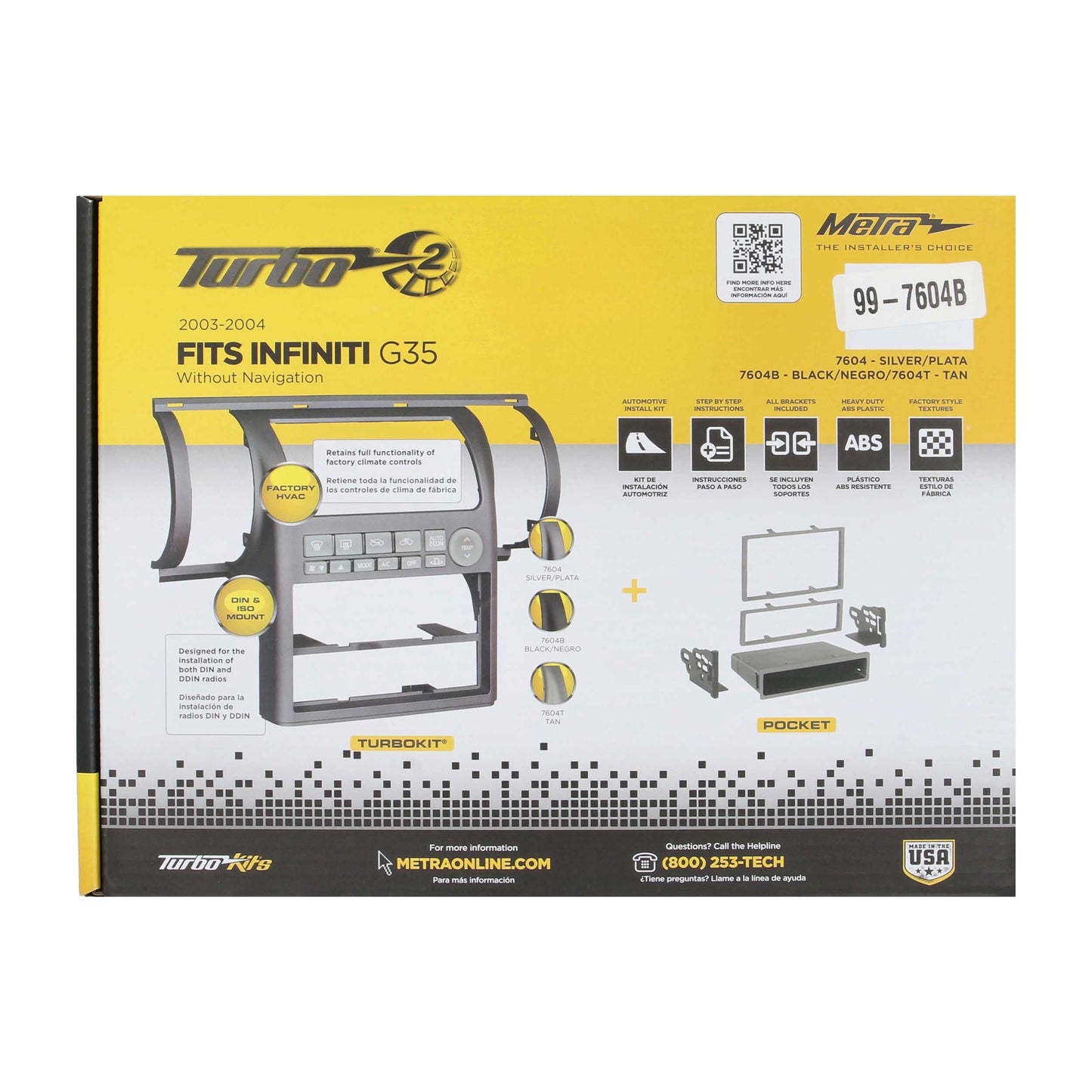 Metra 99-7604B Single/Double-DIN Climate Panel Dash Kit for 2003-2004 INFINITI G35