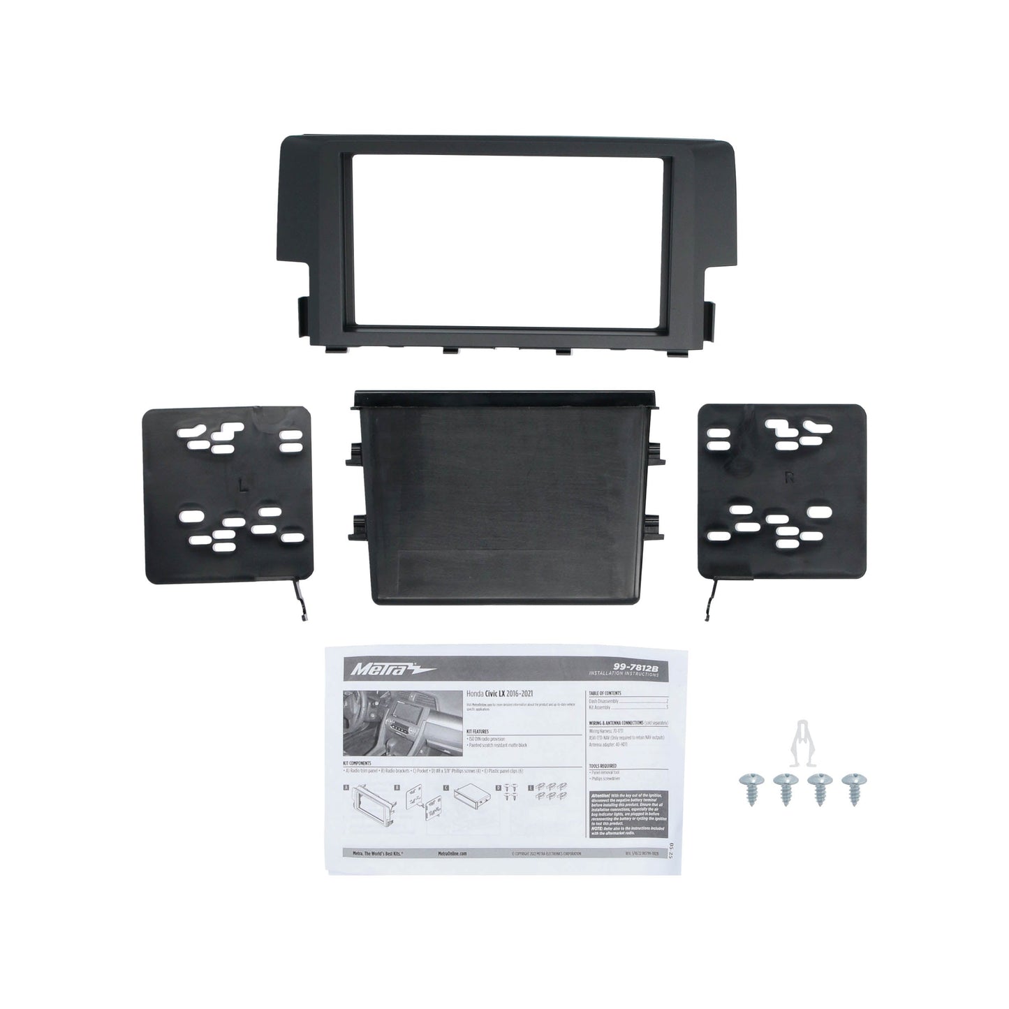 Metra 99-7812B Single-DIN Dash Kit for 2016-2021 Honda Civic LX