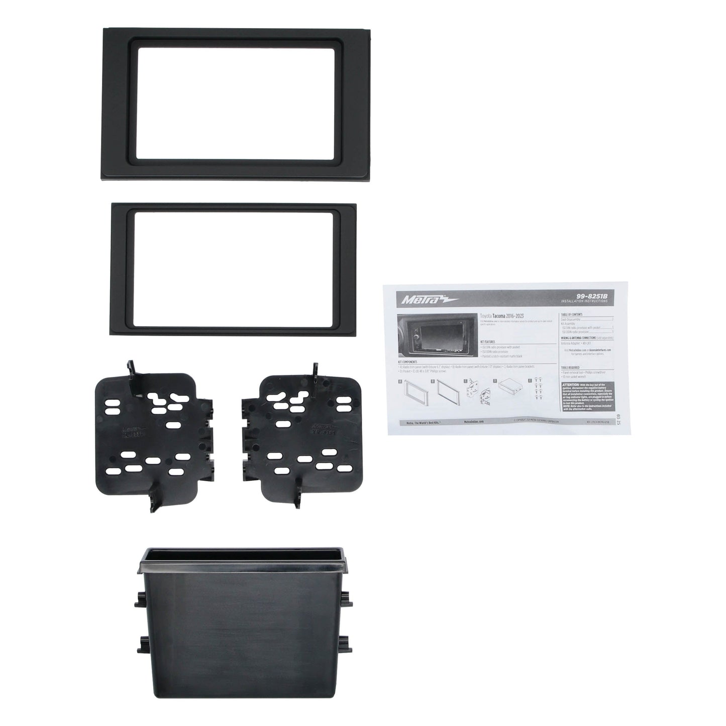 Metra 99-8251B Single/Double-DIN Dash Kit for Toyota Tacoma 2016-2023
