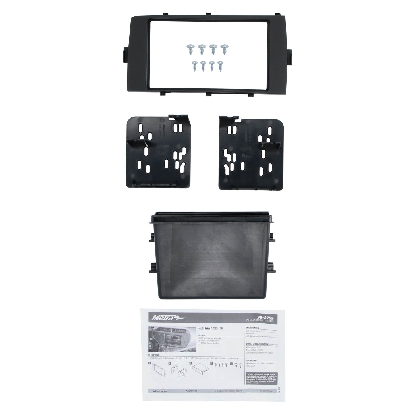 Metra 99-8259B Single-DIN Dash Kit for Toyota Prius C 2015-2016