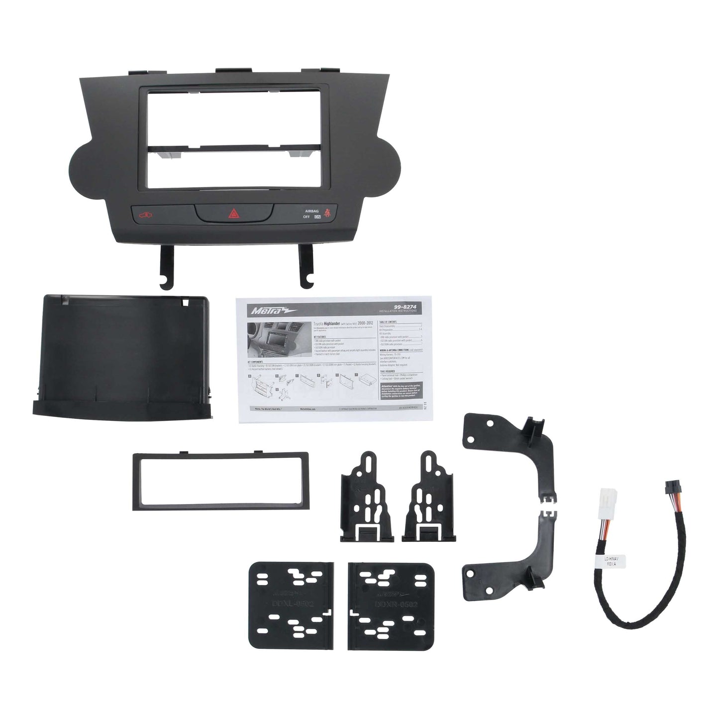 Metra 99-8274B Double-DIN Dash Kit for Toyota Highlander with NAV Black