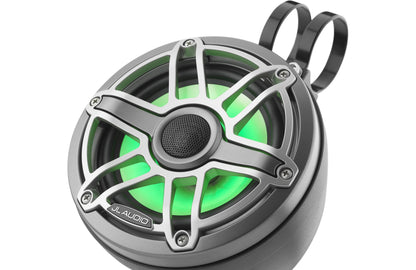 JL Audio M6-650VEX-Mb-S-GmTi-i 6.5-inch Lighted Tower Coaxial Speakers, Titanium Sport Grilles 93411