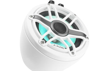 JL Audio M6-650VEX-Gw-S-GwGw-i 6.5-inch Lighted Tower Coaxial Speakers, White Sport Grilles 93412
