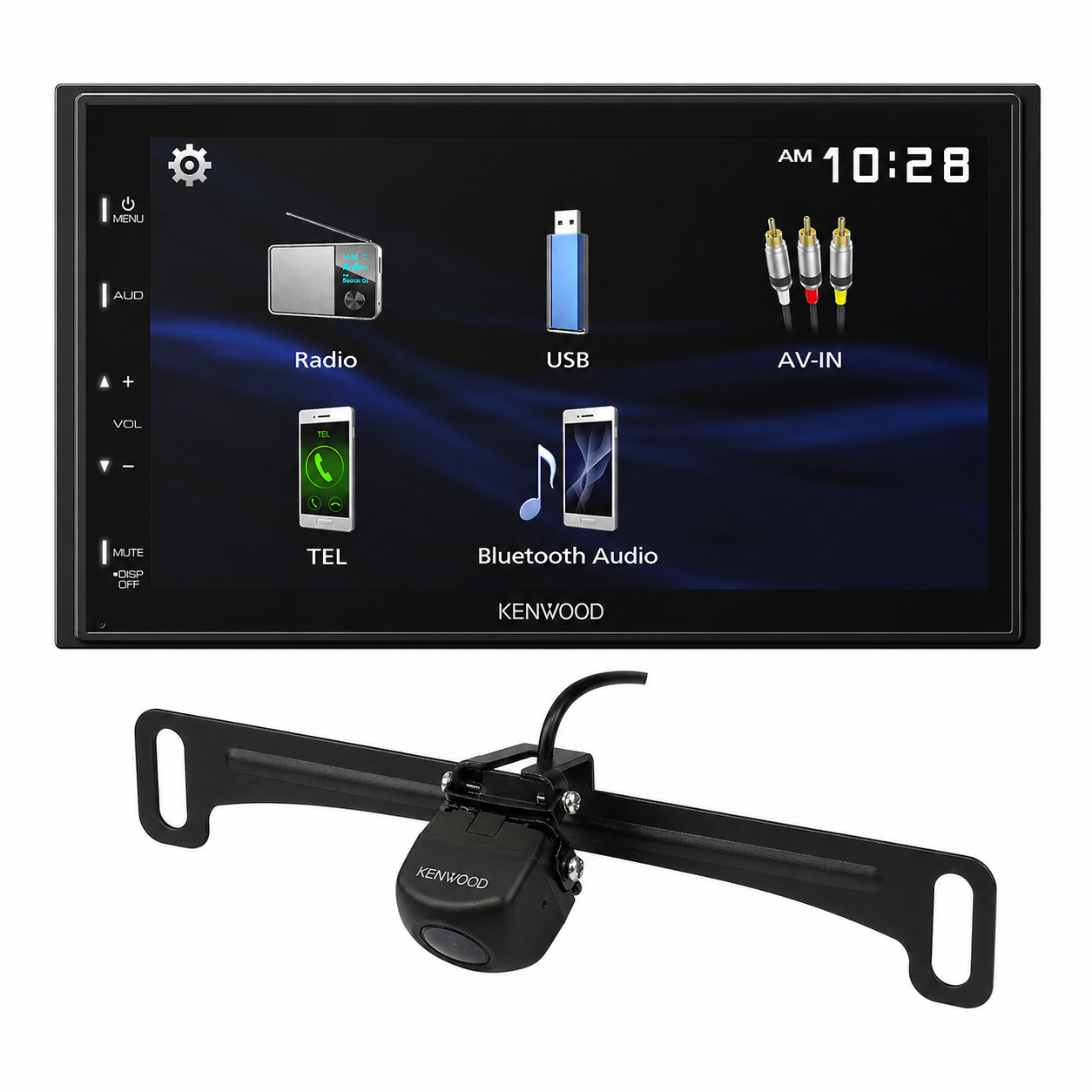 Kenwood DMX129BT 6.8" Touchscreen Bluetooth Car Stereo with AM/FM + CMOS-230LP Backup Camera Bundle
