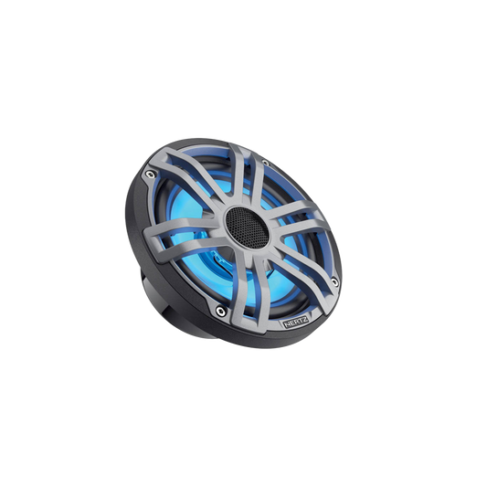 Hertz HEX 6.5 S-LD-G 6.5" RGB Marine Coaxial Speakers, 50W RMS, 4Ω, Gray, Pair
