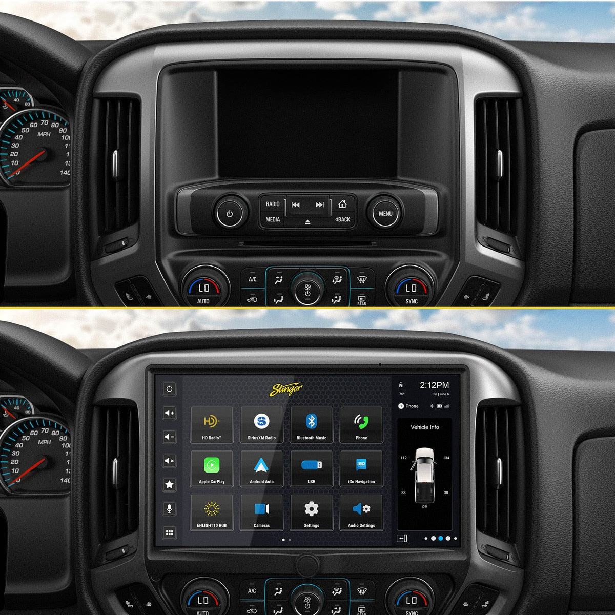 Stinger SRX-GM14128 HORIZON12 12.8-Inch Radio Package for 2014-2019 Silverado & Sierra - view 3