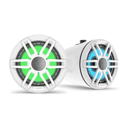 Fusion XS Series Marine Wake Tower Speakers, 6.5" 200-Watt Peak Sports White Marine Wake Tower Speaker with RGB LED Lighting — 010-02583-00 — view 1