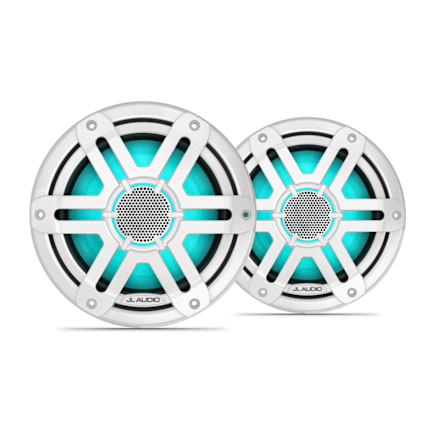 JL Audio M200 7.7" White RGB LED Sport Marine Coaxial Speakers, 60W RMS, 4Ω, Pair — product view 1