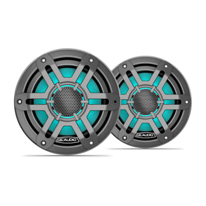 JL Audio M200 6.5" Gray RGB LED Sport Marine Coaxial Speakers, 50W RMS, 4Ω, Pair — product view 1
