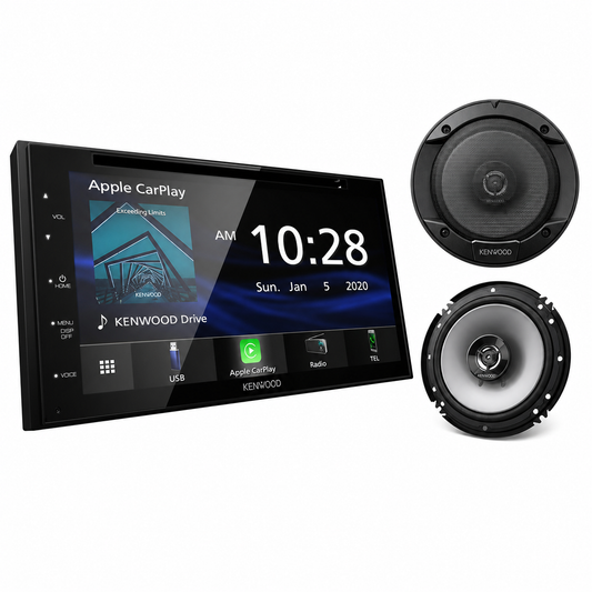 Kenwood DDX5707S 6.8" CarPlay DVD Receiver + KFC-1666S 6.5" Speakers Bundle - complete bundle hero image