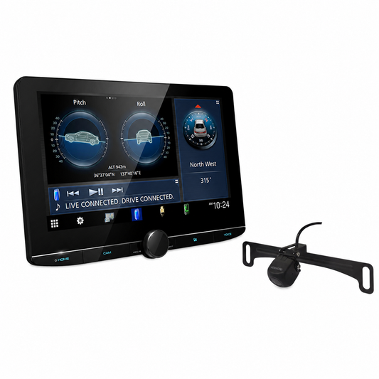 Kenwood eXcelon DMX1058XR 10.1" HD Wireless CarPlay Receiver + CMOS-230LP1 Backup Camera Bundle - complete bundle hero image