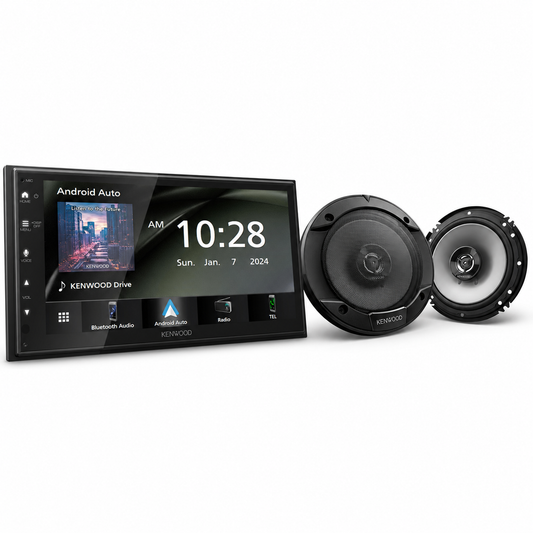 Kenwood DMX40S 6.8" CarPlay Receiver + KFC-1666S 6.5" Speakers Bundle - complete bundle hero image