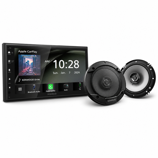 Kenwood DMX4710S 6.8" CarPlay Receiver + KFC-1666S 6.5" Speakers Bundle - complete bundle hero image
