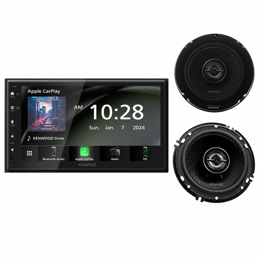 Kenwood DMX4710S 6.8" CarPlay Receiver + KFC-1698RS 6.5" Speakers Bundle - complete bundle hero image