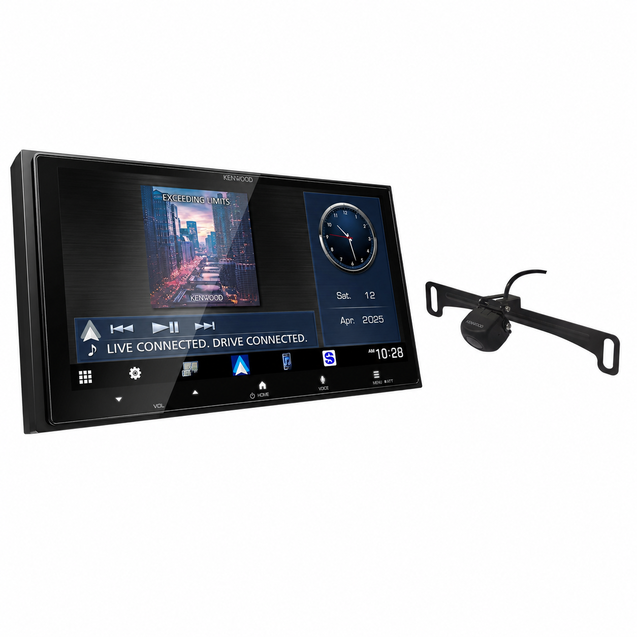 Kenwood DMX8710S 6.92" HD Wireless CarPlay Receiver + CMOS-230LP1 Backup Camera Bundle - complete bundle hero image