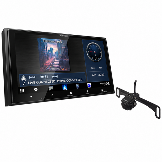 Kenwood DMX8710S 6.92" HD Wireless CarPlay Receiver + CMOS-740HDLP HD Camera Bundle - complete bundle hero image